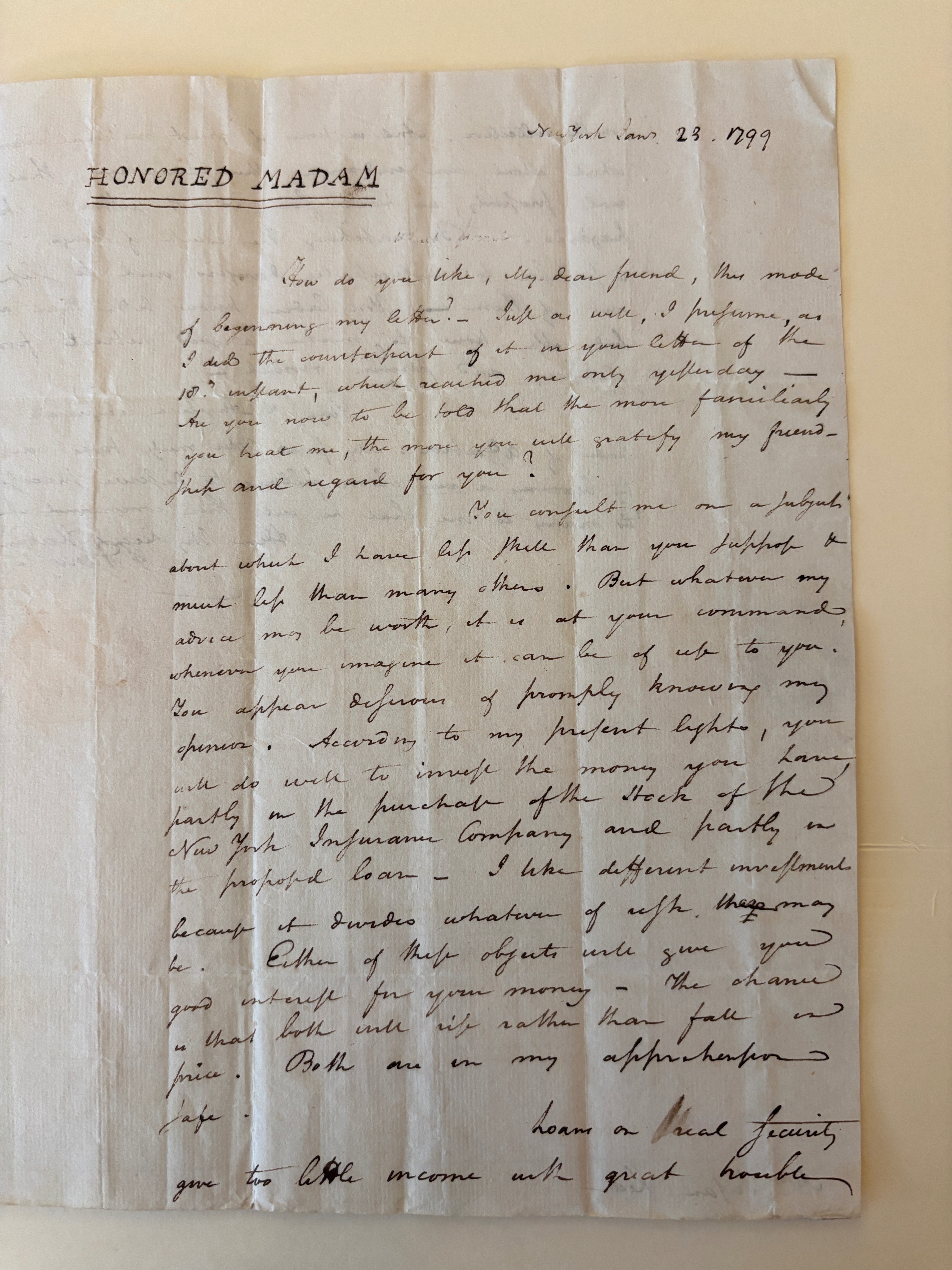Alexander Hamilton letter
