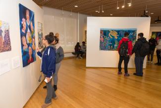 Kean students visit a Galleries at Kean exhibit