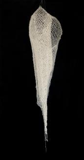 Marcy Chevali, Untitled, 2025, flameworked borosilicate glass and mohair yarn. Courtesy of the artist